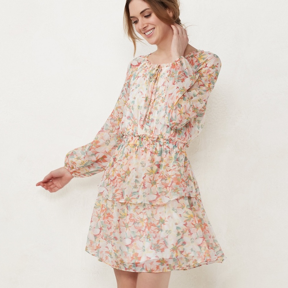 Adorable  long sleeve mini peasant dress
